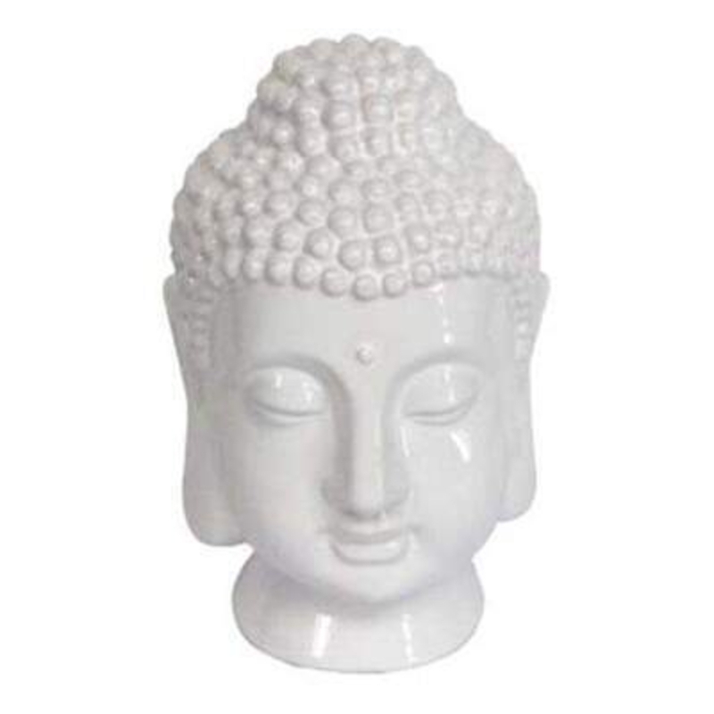 Zen inspired white ceramic Buddha ornament by Gisela Graham. This Buddha would look equally at home in a modern or retro styled space. Size 11.5x20x13cm
